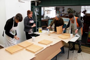 Art class gesso preping